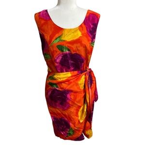 Vibrant Vintage Floral Sleeveless Dress